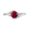 Thumbnail Image 3 of 6.0mm Certified Ruby and 1/5 CT. T.W. Lab-Grown Diamond Three Stone Bypass Ring in 14K White Gold