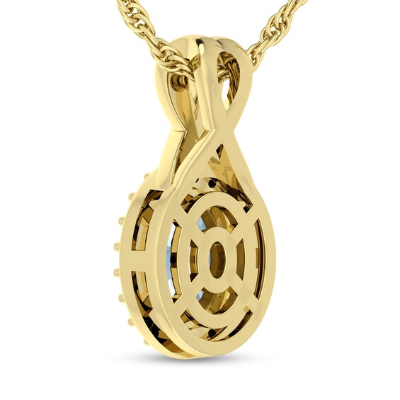 Oval Aquamarine and 1/15 CT. T.w. Diamond Frame Split Bail Pendant in 10K Gold