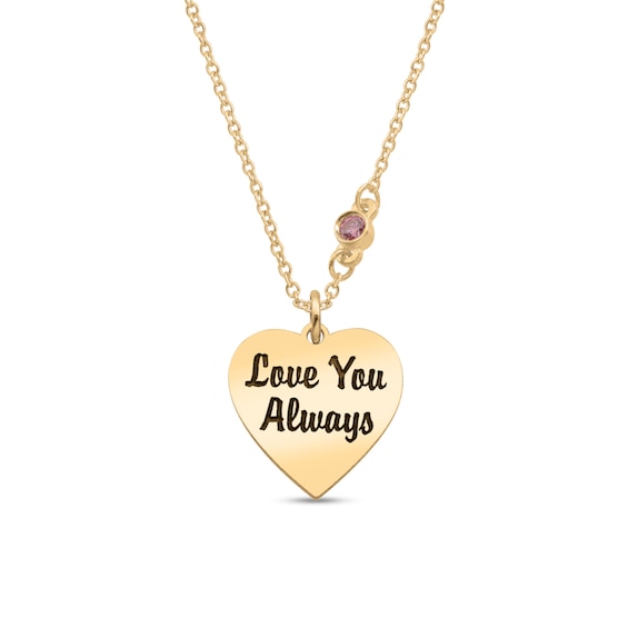 Engravable Heart Disc with Offset Birthstone Pendant (1-4 Stones and 2 Lines)