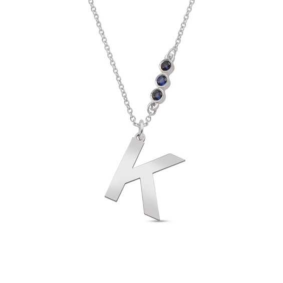 Uppercase Initial with Offset Birthstone Pendant (1 Letter and 1-4 Stones)