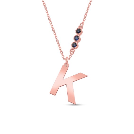 Uppercase Initial with Offset Birthstone Pendant (1 Letter and 1-4 Stones)