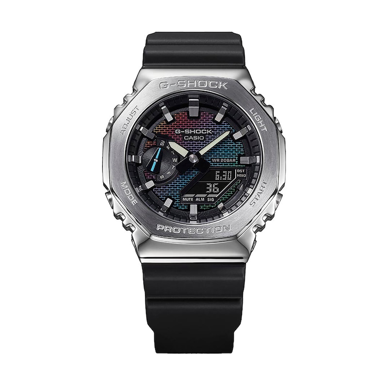 Main Image 1 of Men's Casio G-Shock Analog Digital Black Resin Strap Watch with Rainbow Color Dial (Model: GM2100RW-1A)