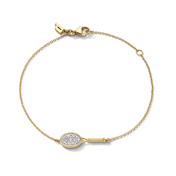 Zales x Prince 1/6 CT. T.w. Diamond Tennis Racquet Sideways Bracelet in 14K Gold