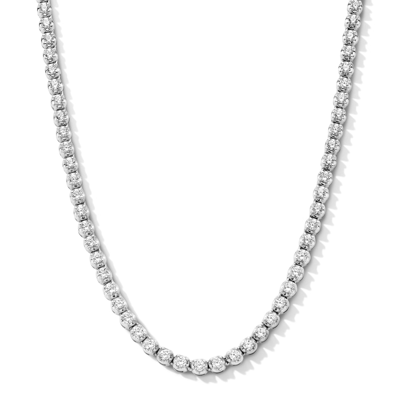 Main Image 1 of Zales x Prince 4-1/4 CT. T.W. Diamond Charm Tennis Necklace in 14K White Gold and 18K Gold Plate - 18"