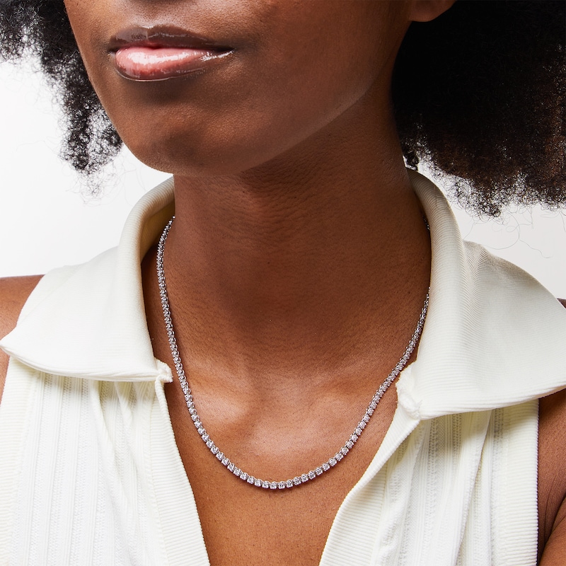 Main Image 2 of Zales x Prince 4-1/4 CT. T.W. Diamond Charm Tennis Necklace in 14K White Gold and 18K Gold Plate - 18"