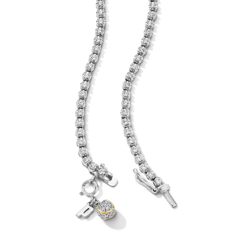 Main Image 3 of Zales x Prince 4-1/4 CT. T.W. Diamond Charm Tennis Necklace in 14K White Gold and 18K Gold Plate - 18"