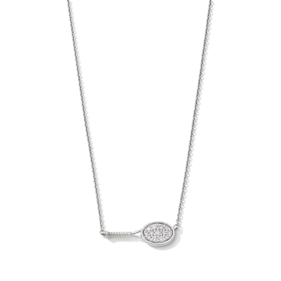 Zales x Prince 1/6 CT. T.w. Diamond Tennis Racquet Sideways Necklace in Sterling Silver