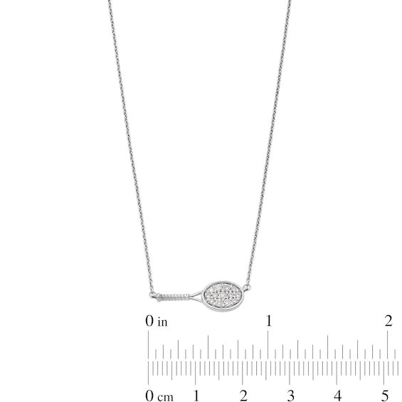 Zales x Prince 1/6 CT. T.w. Diamond Tennis Racquet Sideways Necklace in Sterling Silver