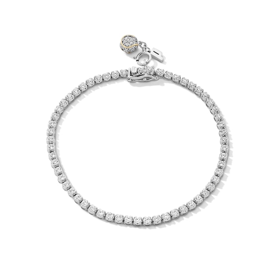 Zales x Prince 2-1/4 CT. T.w. Diamond Charm Tennis Bracelet in 14K White Gold and 18K Gold Plate - 7.0"
