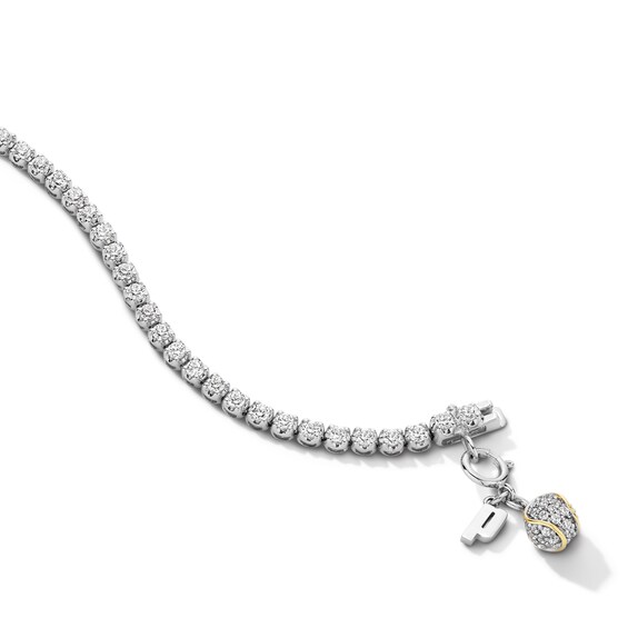 Zales x Prince 2-1/4 CT. T.w. Diamond Charm Tennis Bracelet in 14K White Gold and 18K Gold Plate - 7.0"