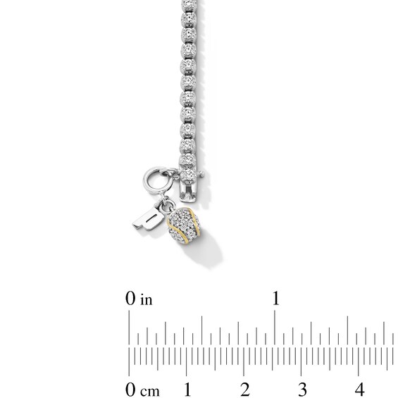Zales x Prince 2-1/4 CT. T.w. Diamond Charm Tennis Bracelet in 14K White Gold and 18K Gold Plate - 7.0"