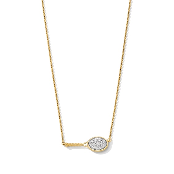 Zales x Prince 1/6 CT. T.w. Diamond Tennis Racquet Sideways Necklace in 14K Gold
