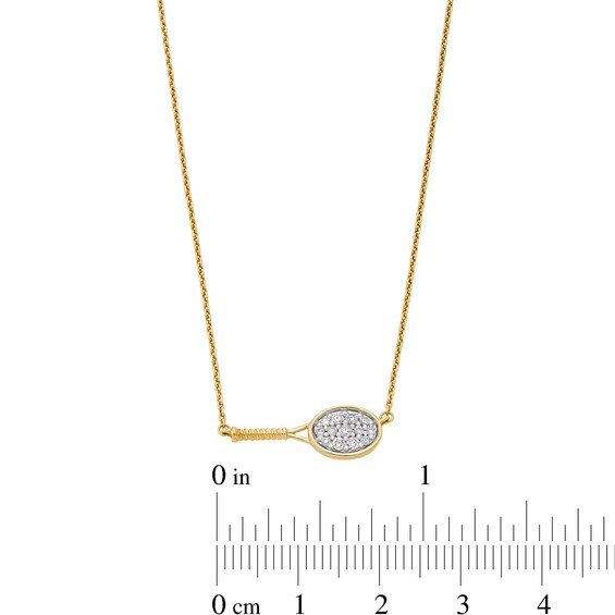 Zales x Prince 1/6 CT. T.w. Diamond Tennis Racquet Sideways Necklace in 14K Gold