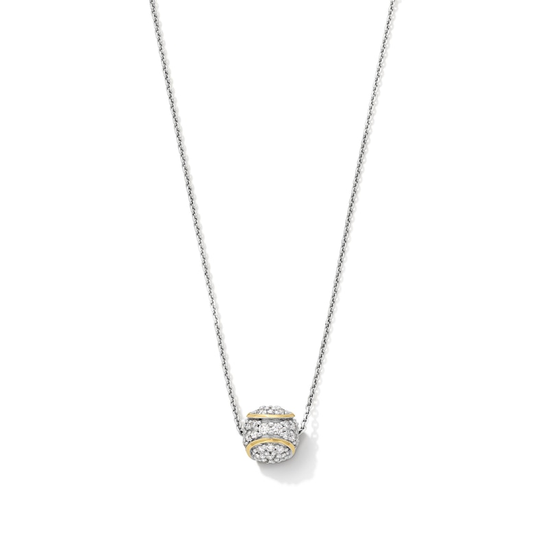 Main Image 1 of Zales x Prince 1/2 CT. T.W. Diamond Tennis Ball Necklace in Sterling Silver and 18K Gold Plate