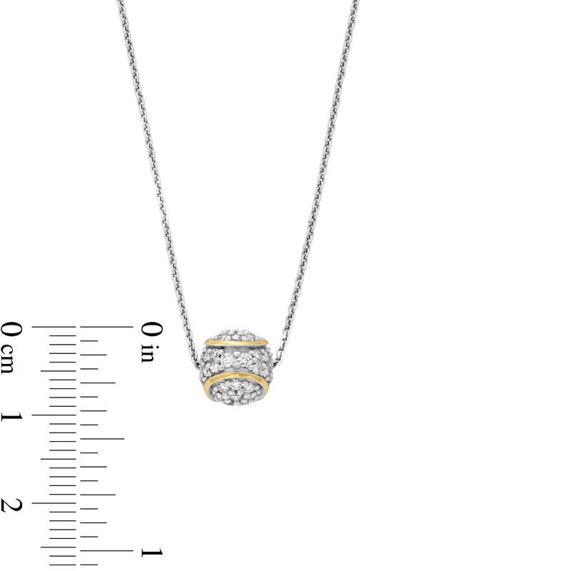 Main Image 3 of Zales x Prince 1/2 CT. T.W. Diamond Tennis Ball Necklace in Sterling Silver and 18K Gold Plate
