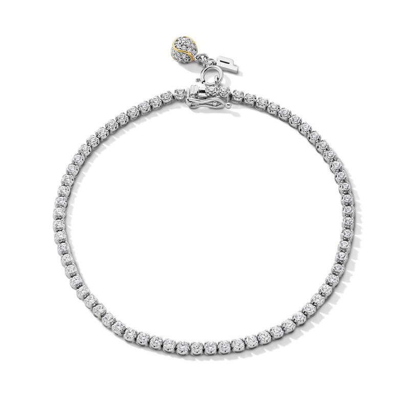 Main Image 1 of Zales x Prince 2-1/2 CT. T.W. Certified Lab-Grown Diamond Charm Tennis Bracelet in 14K White Gold (F/SI2) - 8.0"