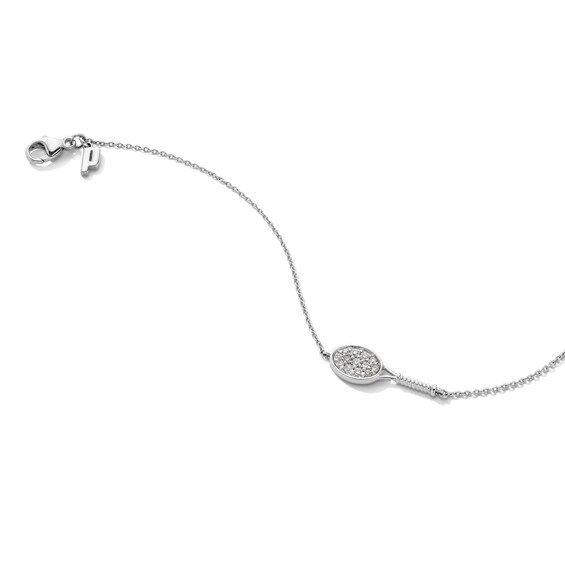 Zales x Prince 1/6 CT. T.w. Diamond Tennis Racquet Sideways Bracelet in Sterling Silver