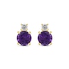 Thumbnail Image 2 of 6.0mm Amethyst and 1/6 CT. T.W. Lab-Grown Diamond Stacked Stud Earrings in 14K Gold