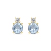 Thumbnail Image 2 of 6.0mm Aquamarine and 1/6 CT. T.W. Lab-Grown Diamond Stacked Stud Earrings in 14K Gold