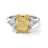 Thumbnail Image 1 of 5-1/3 CT. T.W. Radiant Certified Yellow and White Lab-Grown Diamond Three Stone Engagement Ring in 14K Two-Tone Gold
