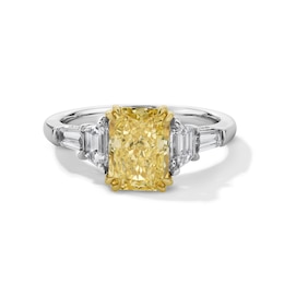 2-7/8 CT. T.W. Radiant-Cut Certified Yellow and White Lab-Grown Diamond Collar Engagement Ring in 14K Two-Tone Gold