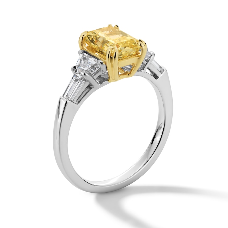 Main Image 3 of 2-7/8 CT. T.W. Radiant-Cut Certified Yellow and White Lab-Grown Diamond Collar Engagement Ring in 14K Two-Tone Gold