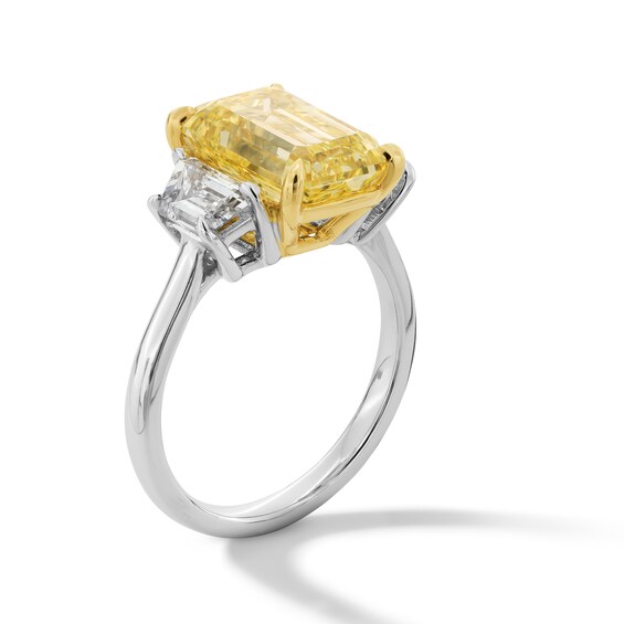 6-1/5 CT. T.w. Emerald Certified Yellow and White Lab-Grown Diamond Three Stone Engagement Ring in 14K Two-Tone Gold