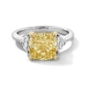 Thumbnail Image 1 of 4-1/2 CT. T.W. Cushion Certified Yellow and White Lab-Grown Diamond Three Stone Engagement Ring in 14K Two-Tone Gold