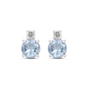 Thumbnail Image 2 of 6.0mm Aquamarine and 1/6 CT. T.W. Lab-Grown Diamond Stacked Stud Earrings in 14K White Gold
