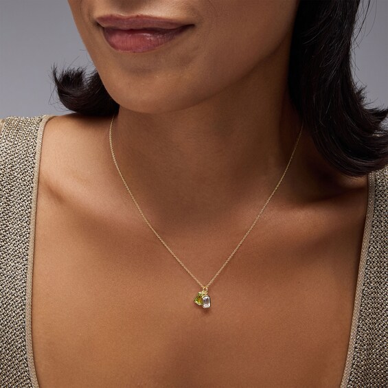Emerald-Cut Bezel-Set Birthstone Charm Pendant (1-7 Stones)