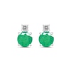 Thumbnail Image 2 of 6.0mm Emerald and 1/6 CT. T.W. Lab-Grown Diamond Stacked Stud Earrings in 14K White Gold