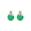 Thumbnail Image 2 of 6.0mm Emerald and 1/6 CT. T.W. Lab-Grown Diamond Stacked Stud Earrings in 14K Gold