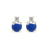 Thumbnail Image 2 of 6.0mm Blue Sapphire and 1/6 CT. T.W. Lab-Grown Diamond Stacked Stud Earrings in 14K Gold
