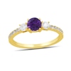 Thumbnail Image 1 of 5.0mm Amethyst and 3/8 CT. T.W. Lab-Grown Diamond Three Stone Ring in 14K Gold
