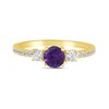 Thumbnail Image 3 of 5.0mm Amethyst and 3/8 CT. T.W. Lab-Grown Diamond Three Stone Ring in 14K Gold