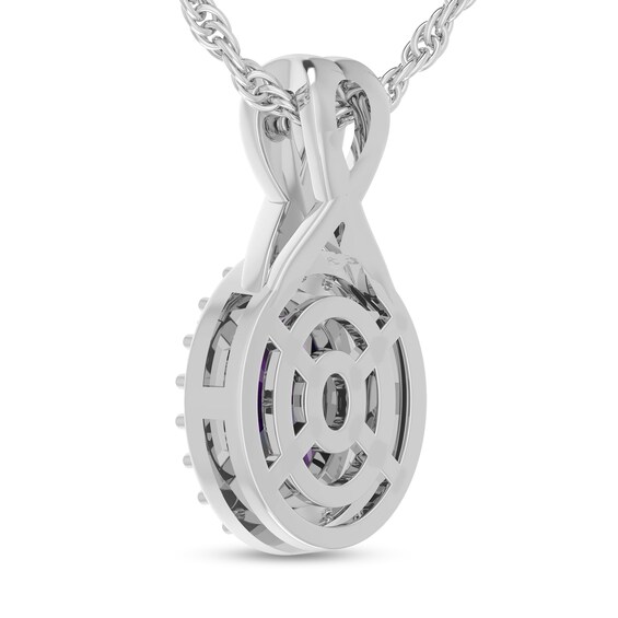 Oval Amethyst and 1/15 CT. T.w. Diamond Frame Split Bail Pendant in 10K White Gold