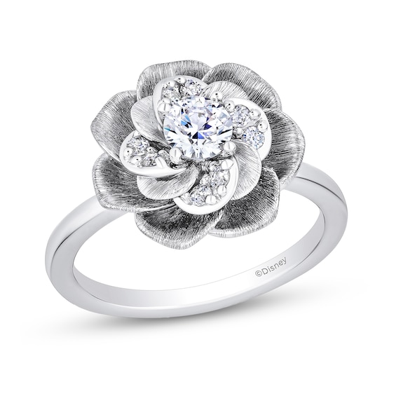 Enchanted Disney Cinderella 1/2 CT. T.w. Certified Lab-Grown Diamond Flower Ring in Sterling Silver (F/Si2)