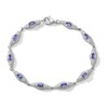 Thumbnail Image 1 of Marquise-Cut Tanzanite and Diamond Accent Link Bracelet in Sterling Silver - 7.25”