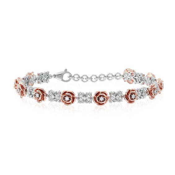 Enchanted Disney Belle 1/2 CT. T.w. Certified Lab-Grown Diamond Rose Bracelet in Sterling Silver and Rose Gold Plate