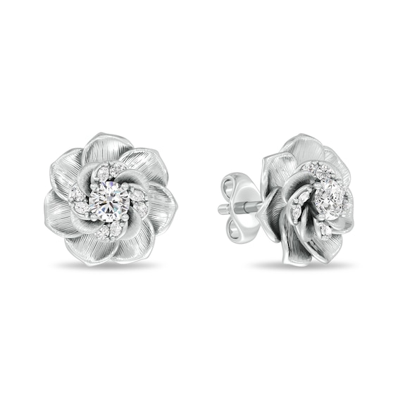 Enchanted Disney Cinderella 5/8 CT. T.w. Certified Lab-Grown Diamond Flower Stud Earrings in Sterling Silver (F/Si2)