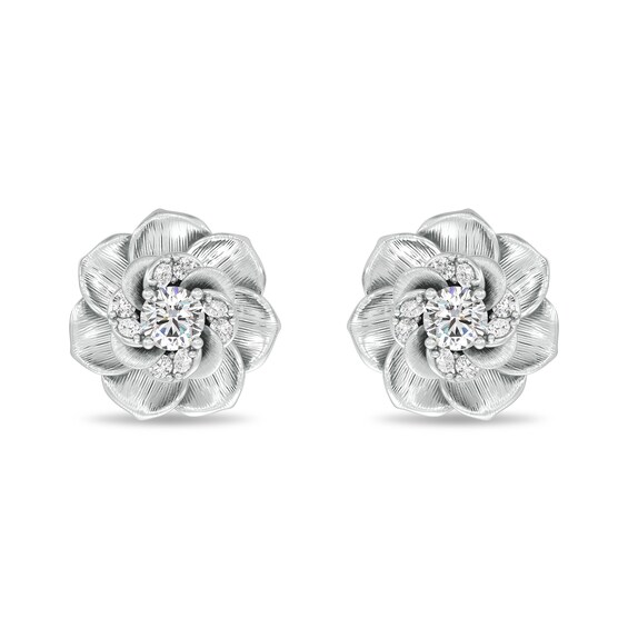 Enchanted Disney Cinderella 5/8 CT. T.w. Certified Lab-Grown Diamond Flower Stud Earrings in Sterling Silver (F/Si2)