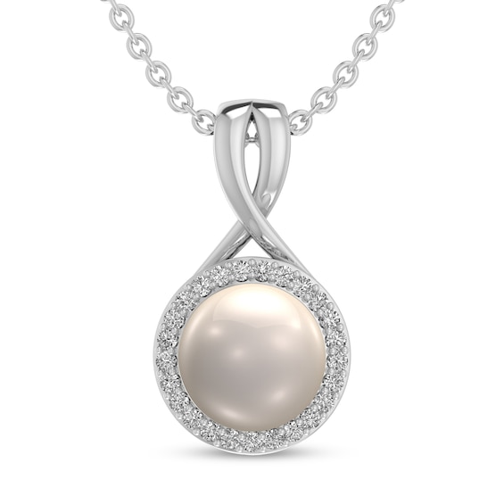 6.0mm Freshwater Cultured Pearl and 1/15 CT. T.w. Diamond Frame Split Bail Pendant in 10K White Gold