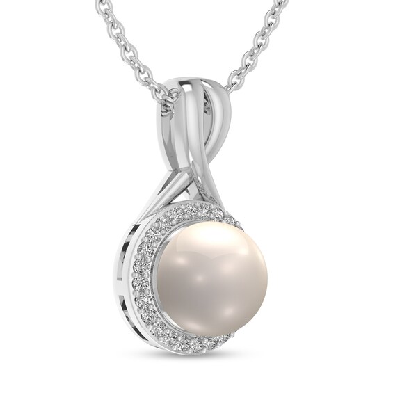 6.0mm Freshwater Cultured Pearl and 1/15 CT. T.w. Diamond Frame Split Bail Pendant in 10K White Gold