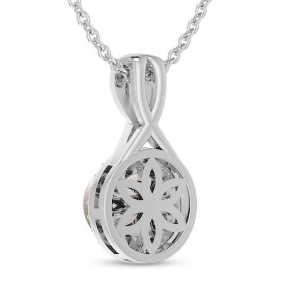 6.0mm Freshwater Cultured Pearl and 1/15 CT. T.w. Diamond Frame Split Bail Pendant in 10K White Gold