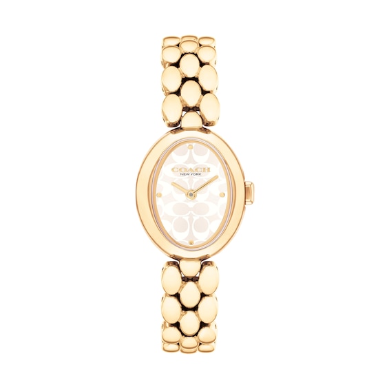 Ladiesâ Coach Sammy Gold-Tone IP Watch with Oval White Dial (Model: 14504417)