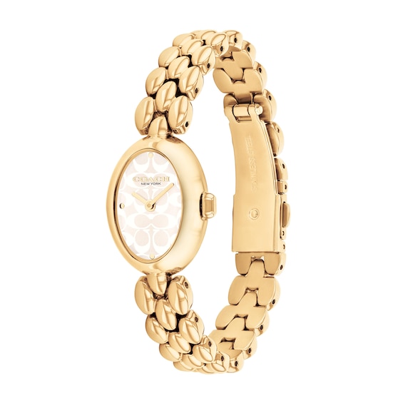 Ladiesâ Coach Sammy Gold-Tone IP Watch with Oval White Dial (Model: 14504417)