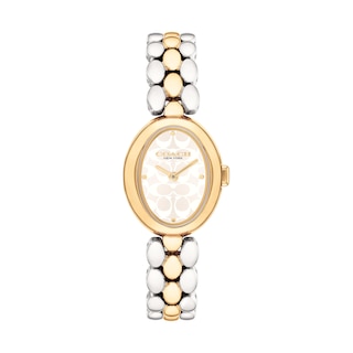 Ladies’ Coach Sammy Two-Tone IP Watch with Oval White Dial (Model: 14504419)