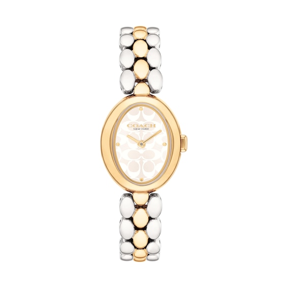 Ladies’ Coach Sammy Two-Tone IP Watch with Oval White Dial (Model: 14504419)