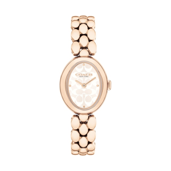 Ladiesâ Coach Sammy Rose-Tone IP Watch with Oval White Dial (Model: 14504418)