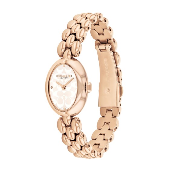 Ladiesâ Coach Sammy Rose-Tone IP Watch with Oval White Dial (Model: 14504418)